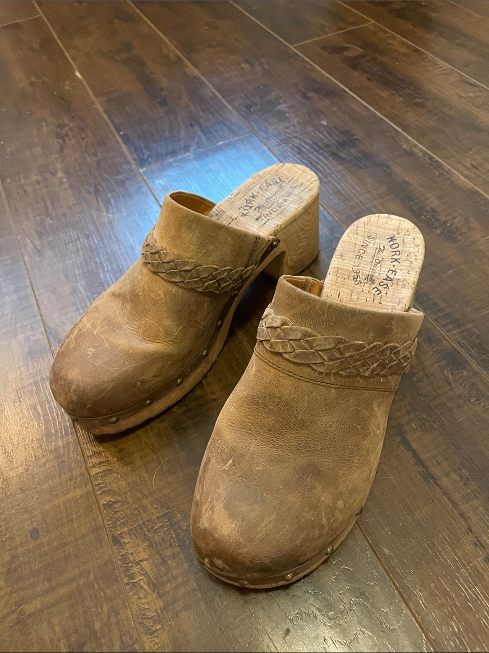 Kork-ease Original Platform Leather Braided Clogs with Rubber Sole
